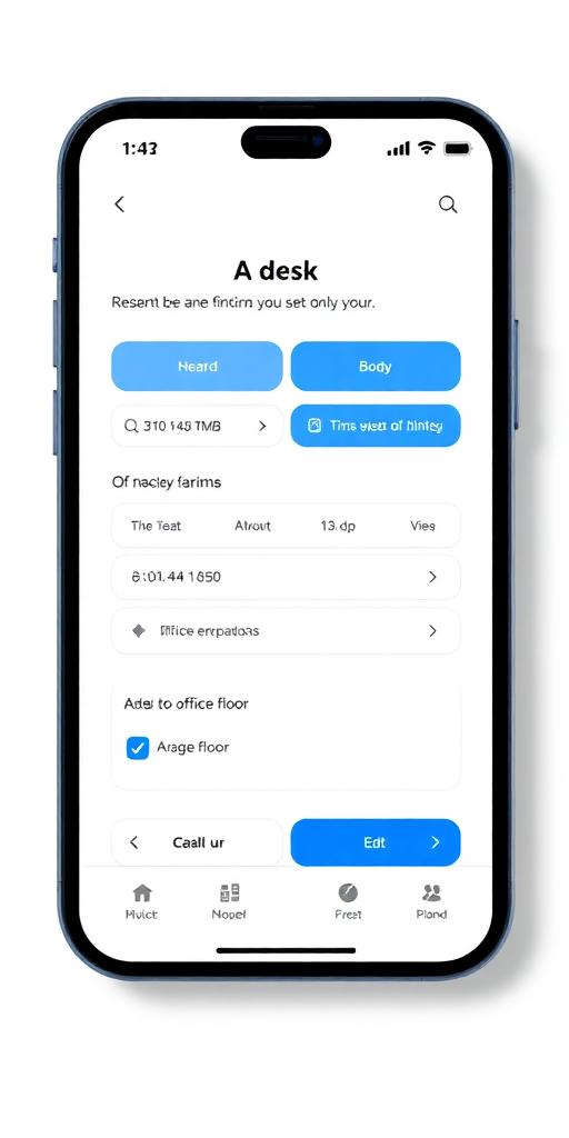 UseCoord mobile app showing desk booking interface